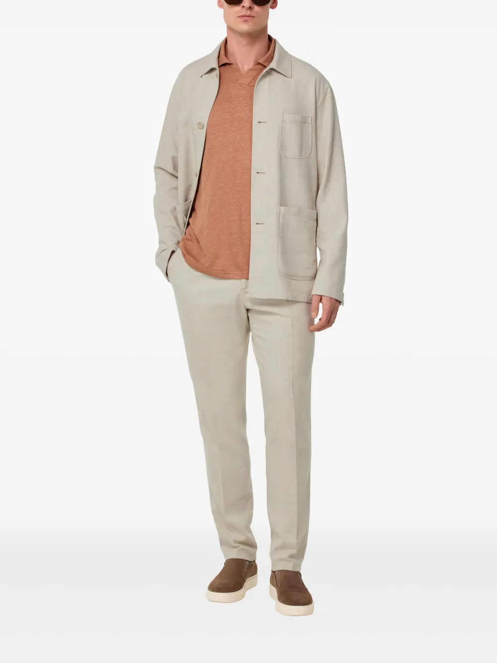Boggi Milano Gemêleerd shirtjack Bruin