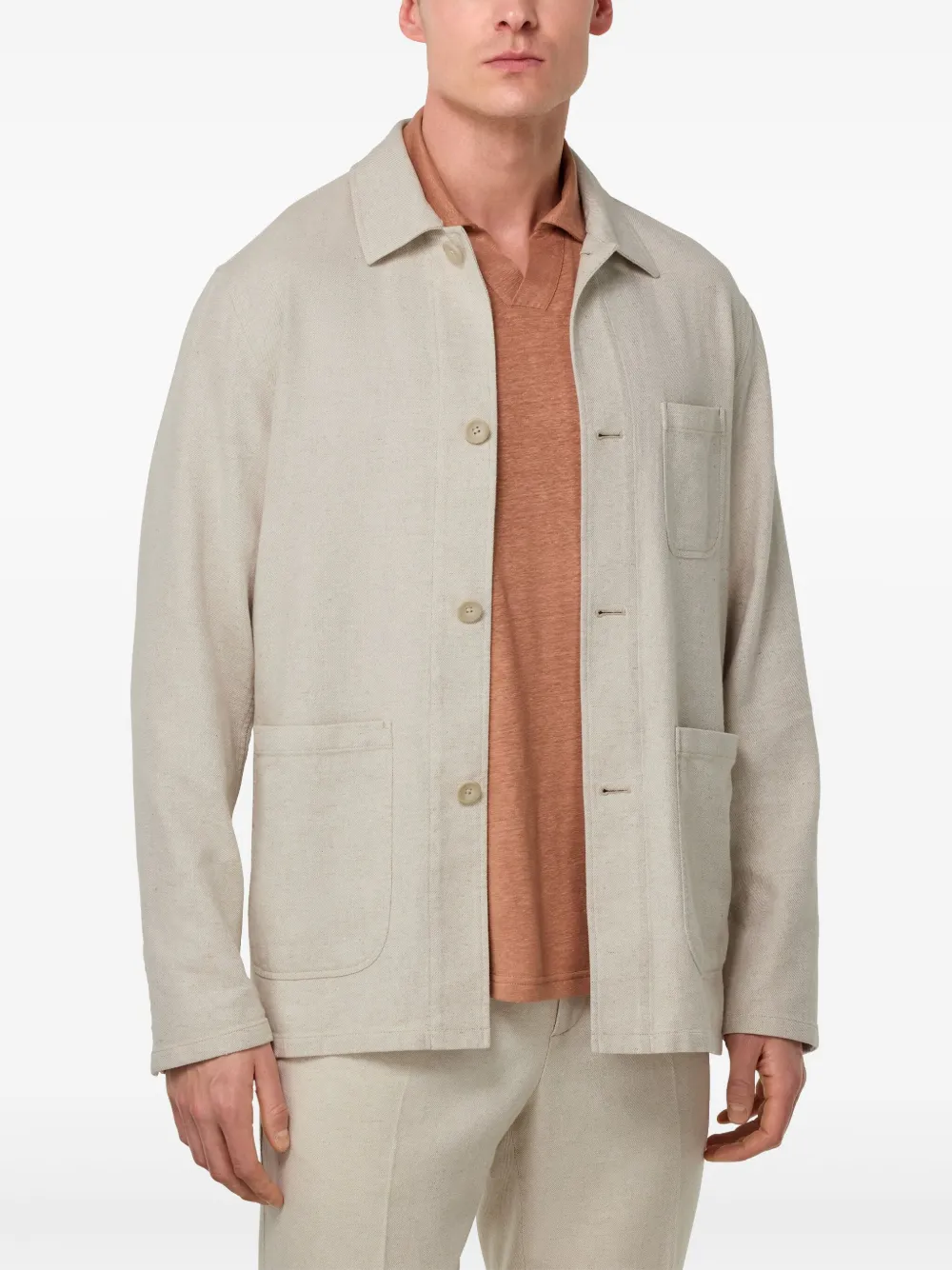 Boggi Milano Gemêleerd shirtjack Bruin