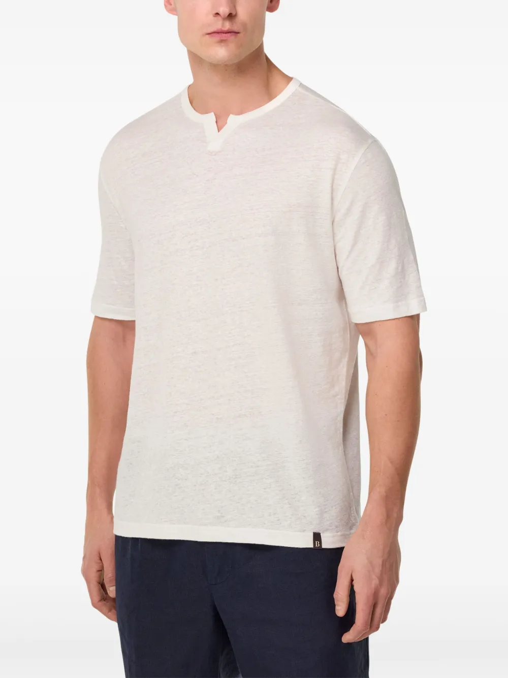 Boggi Milano T-shirt met split in de hals Wit
