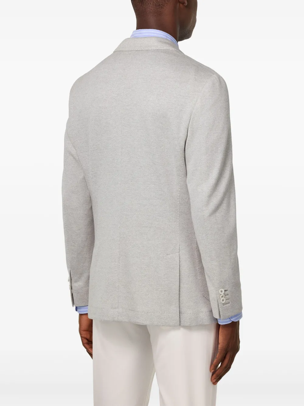 Boggi Milano Blazer met visgraatpatroonn Grijs
