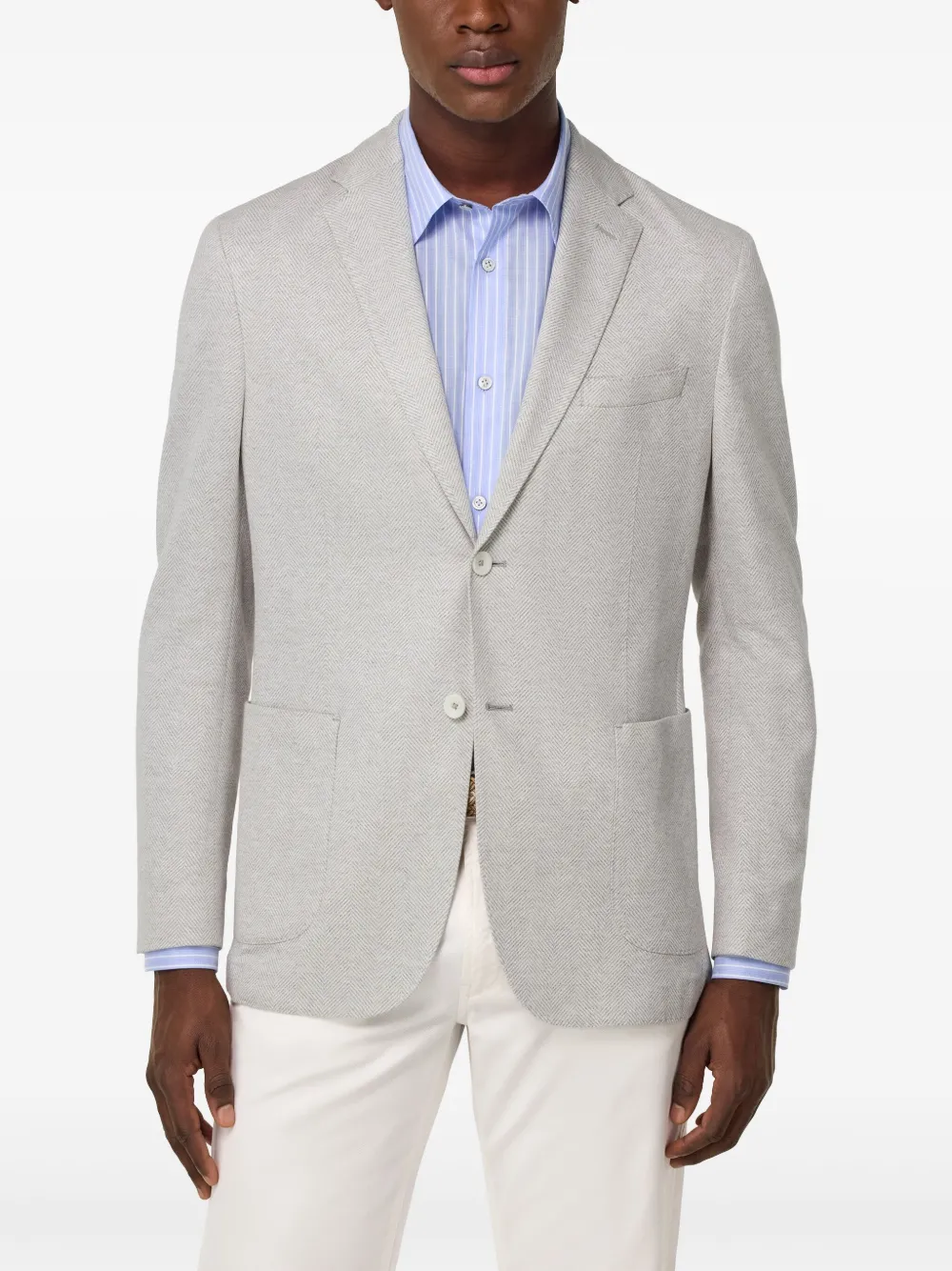 Boggi Milano Blazer met visgraatpatroonn Grijs