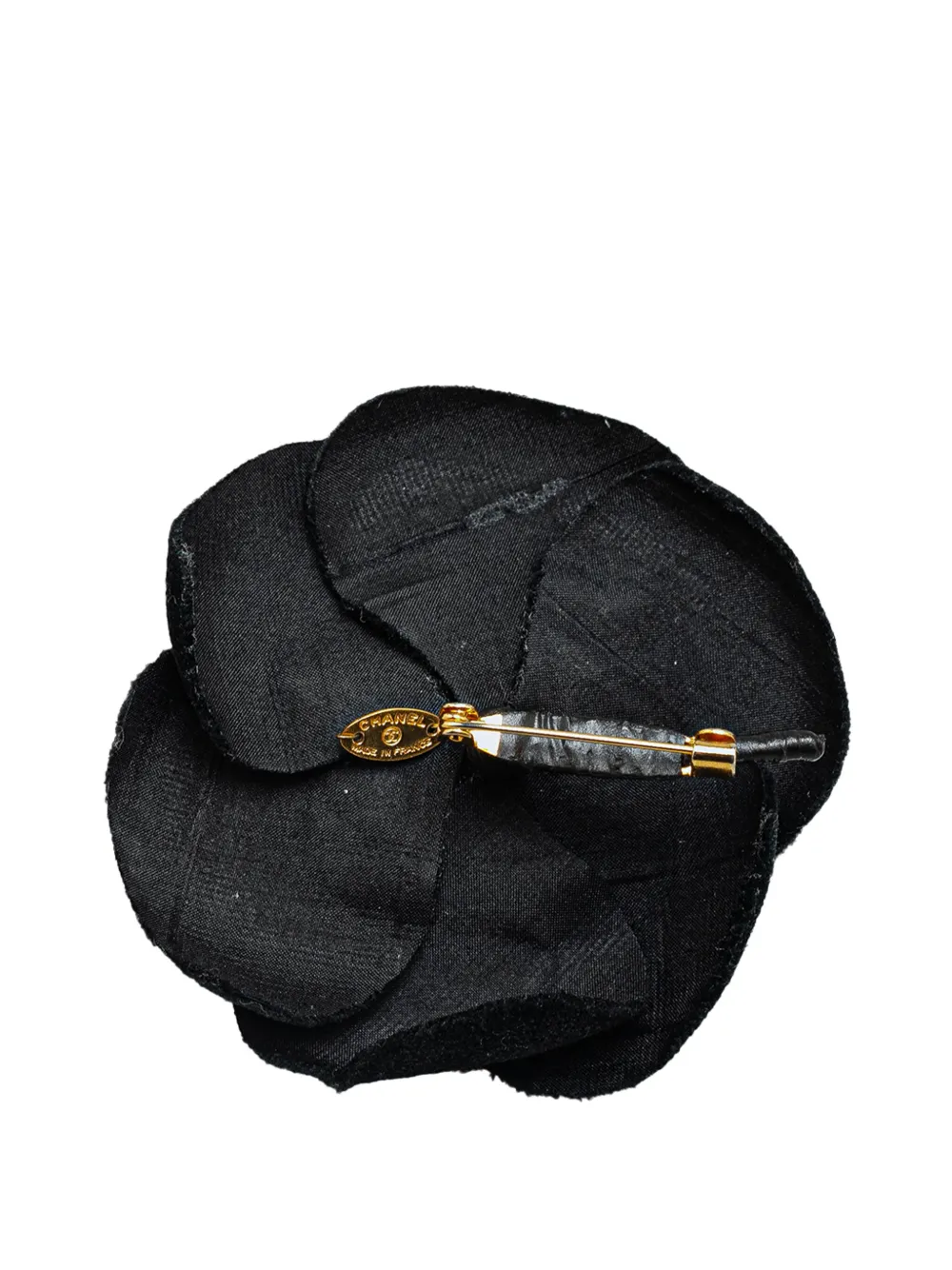 CHANEL Pre-Owned 1970-1980 Camelia fluwelen broche - Zwart