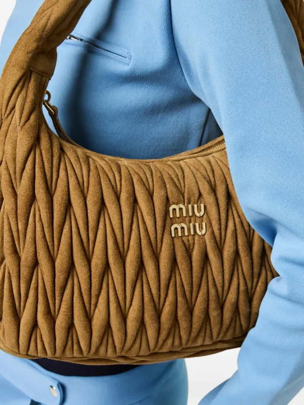 【送関込】MiuMiu☆ミュウミュウ Wander Shoulder Bag Miu Miu Wander Matelassé Shoulder Bag | Neutrals | FARFETCH