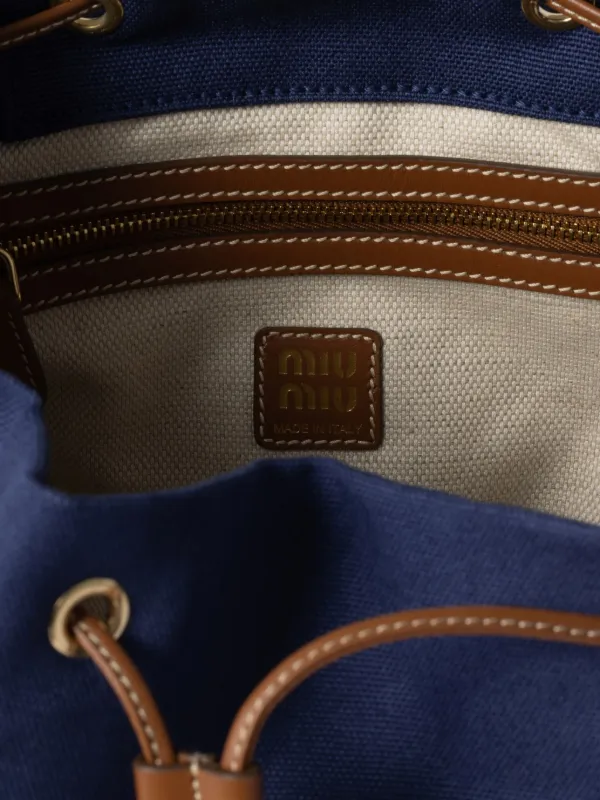 Miu Miu logo-lettering Backpack | Blue | FARFETCH