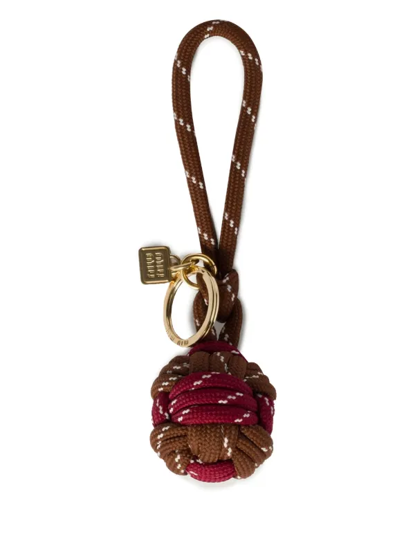 【送料&関税込】Miu Miu Multicolor Leather Keyring Miu Miu Leather Keychain in Metallic | Lyst