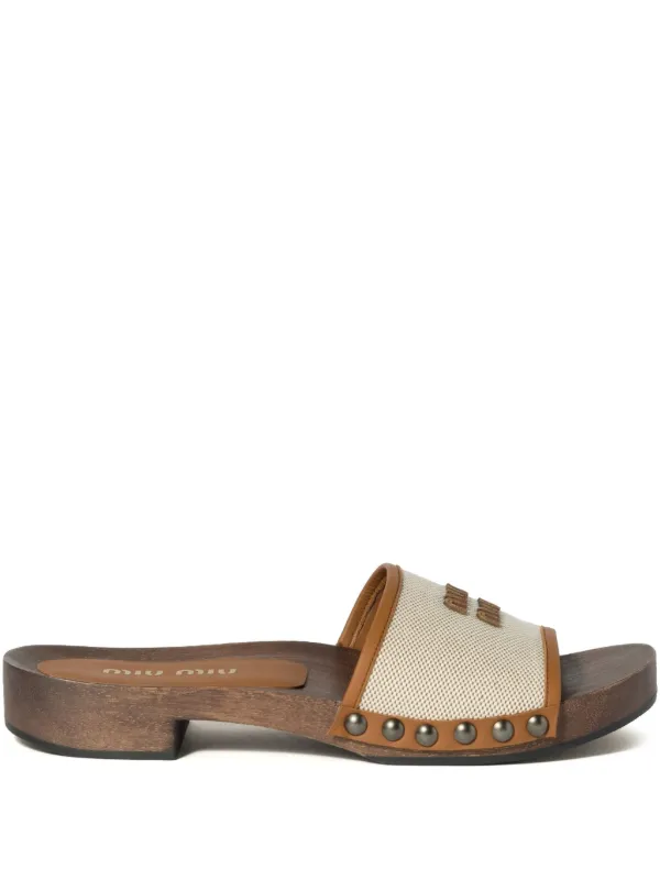 【関税&送料込】Miu Miu Suede Flat Sandals Miu Miu Faded Suede Clogs | Saks Fifth Avenue