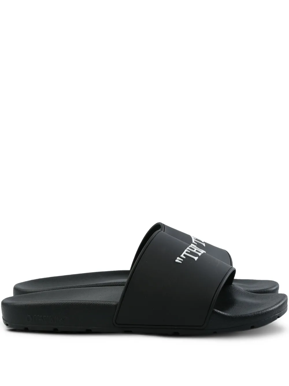 Off-White text-embellished slides Black