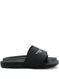 Off-White text-embellished slides - Black