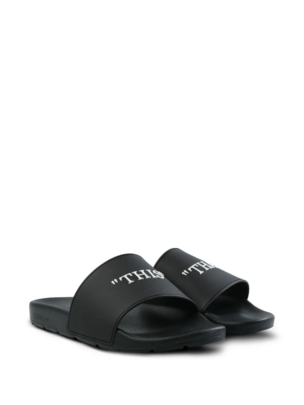 Off-White text-embellished slides - Zwart