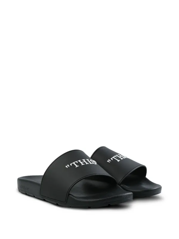Off-White text-embellished Slides | Black | FARFETCH display picture 2