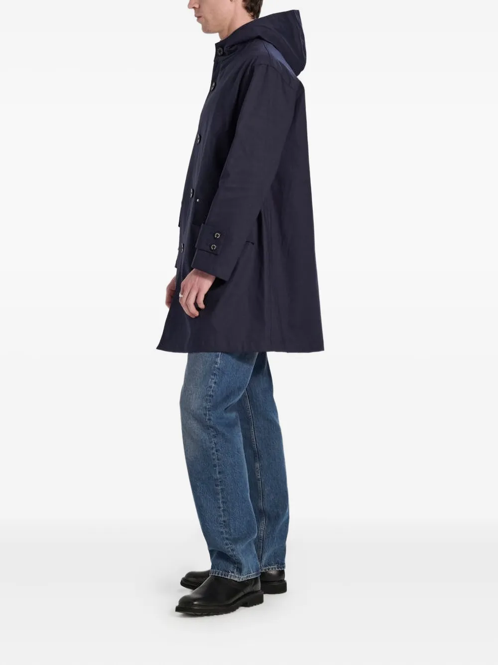 Mackintosh Humbie Raintec Hooded Button-fastening Coat In Blue
