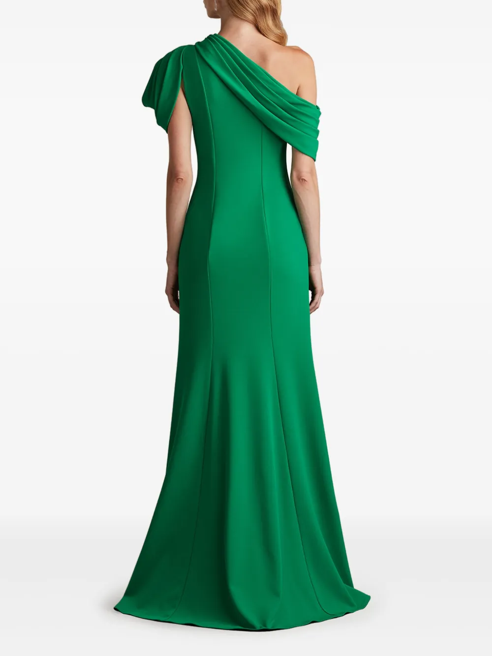 Tadashi Shoji Textured Crepe One Shoulder Draped Gown In Green