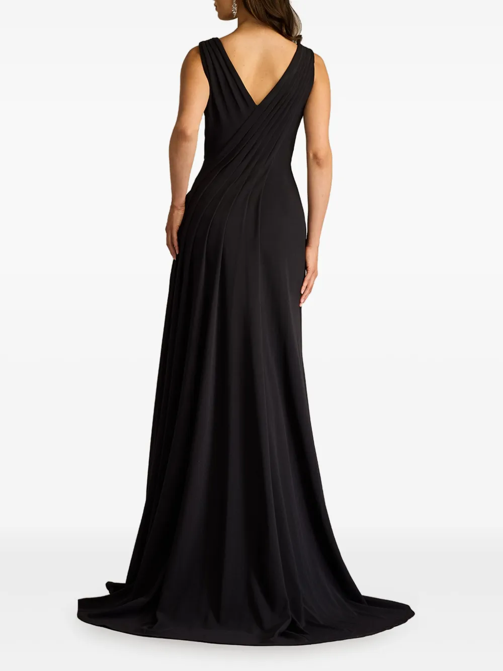 Tadashi Shoji Textured Crepe Sleeveless Gown In Black