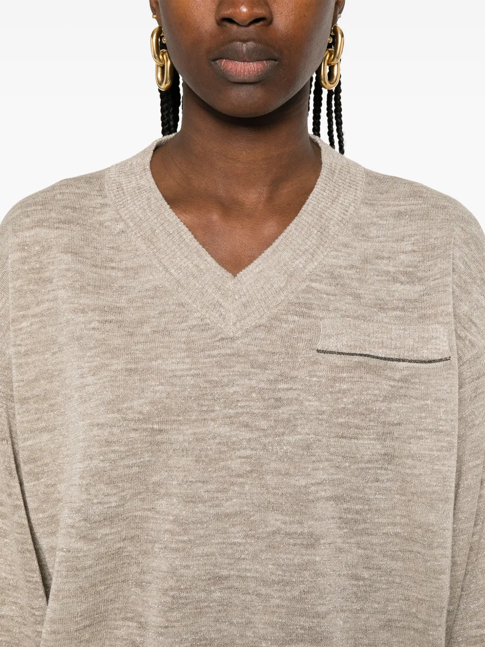 Brunello Cucinelli Fijngebreid T-shirt Beige