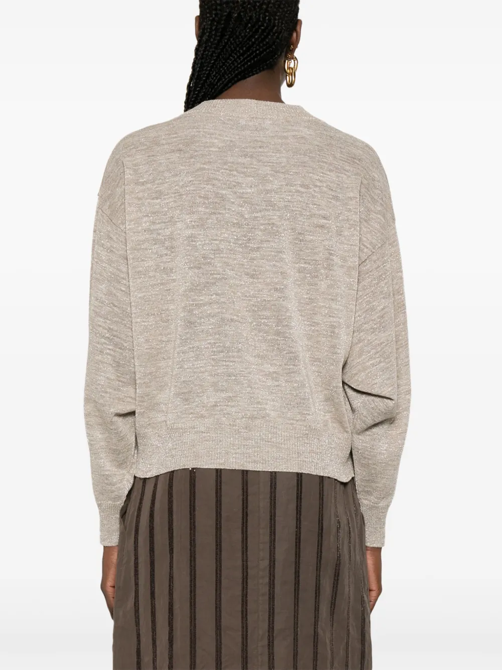 Brunello Cucinelli Fijngebreid T-shirt Beige
