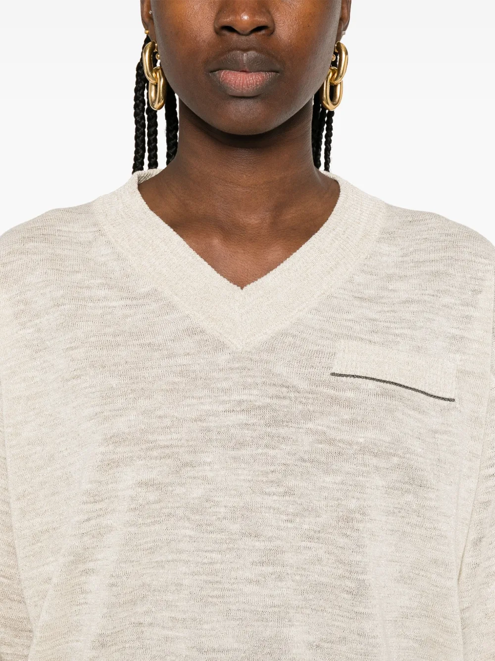 Brunello Cucinelli Fijngebreid T-shirt Beige