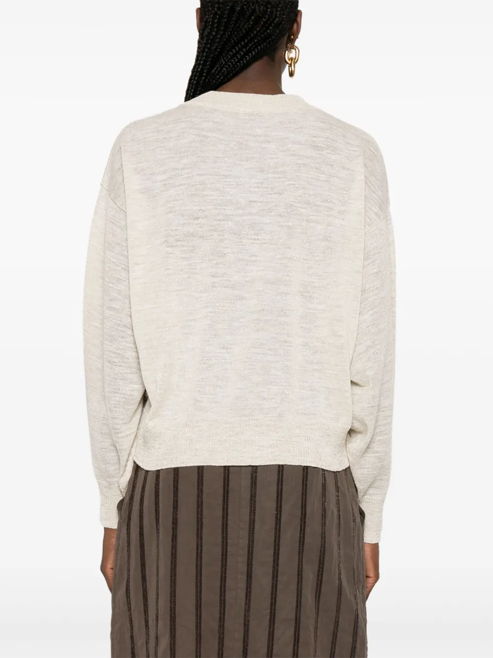 Brunello Cucinelli Fijngebreid T-shirt Beige