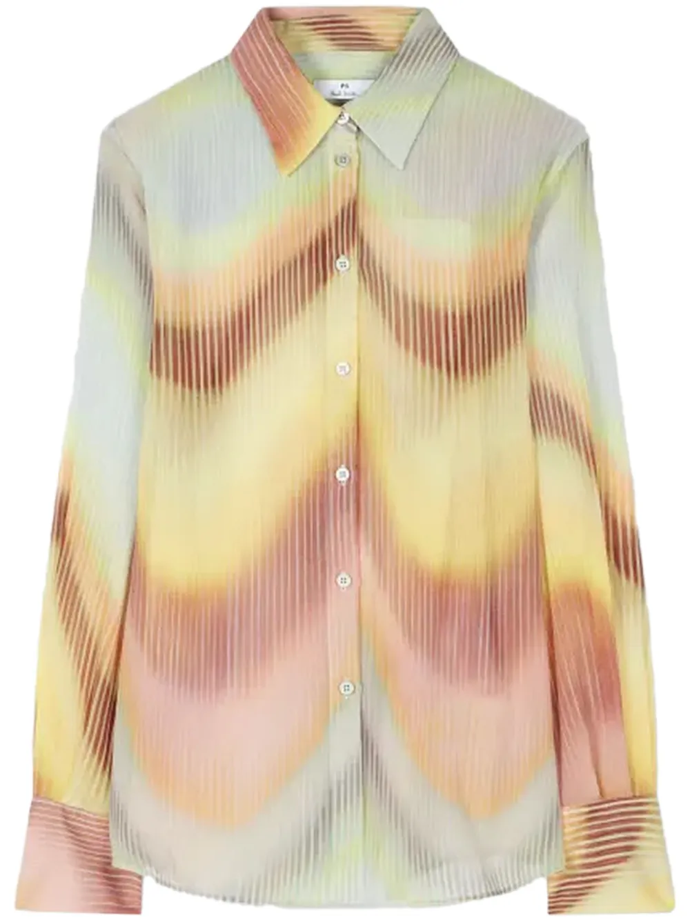 PS Paul Smith Georgette blouse met golvende print Geel