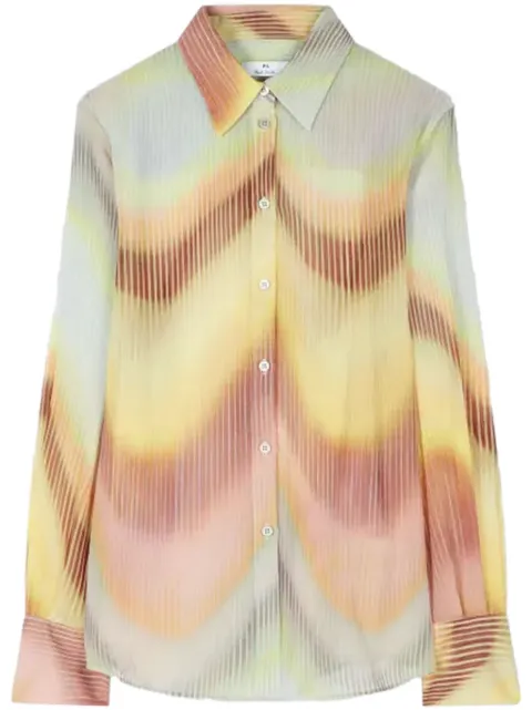PS Paul Smith Gradient Wave-print georgette shirt