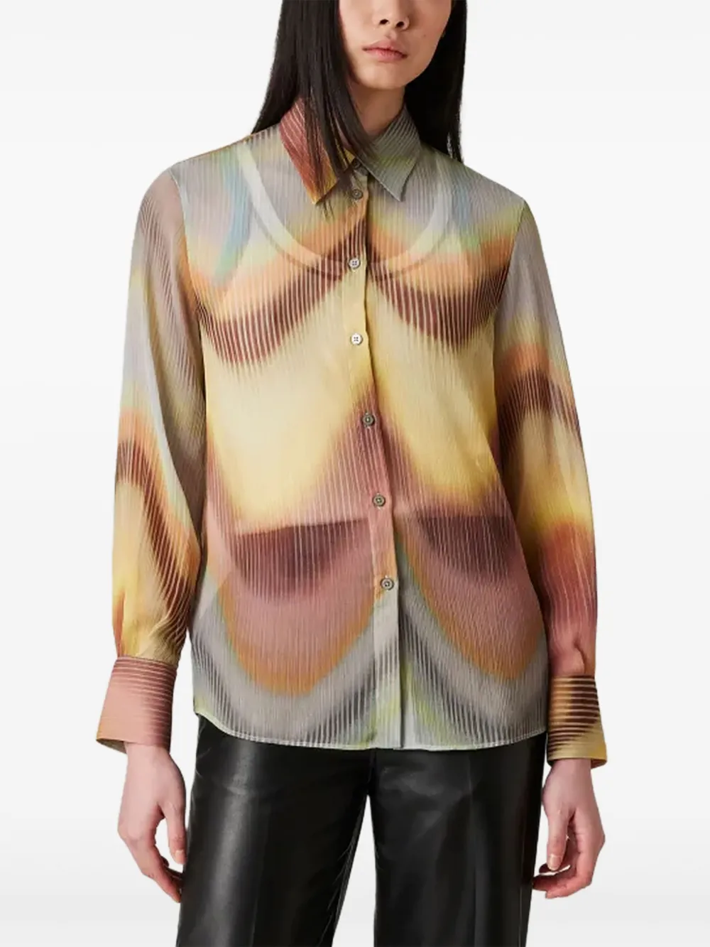 PS Paul Smith Georgette blouse met golvende print Geel