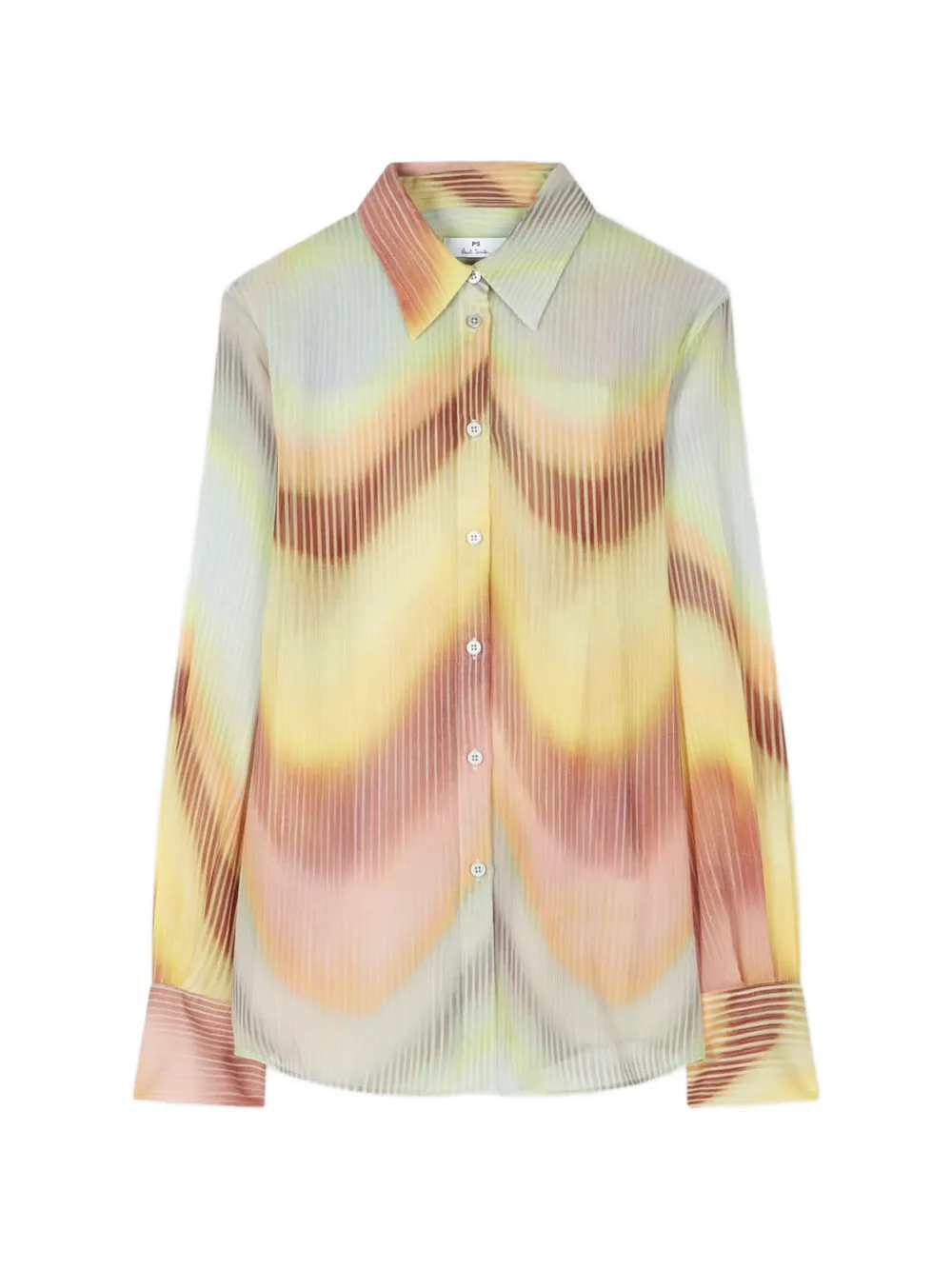 PS Paul Smith Georgette blouse met golvende print Geel
