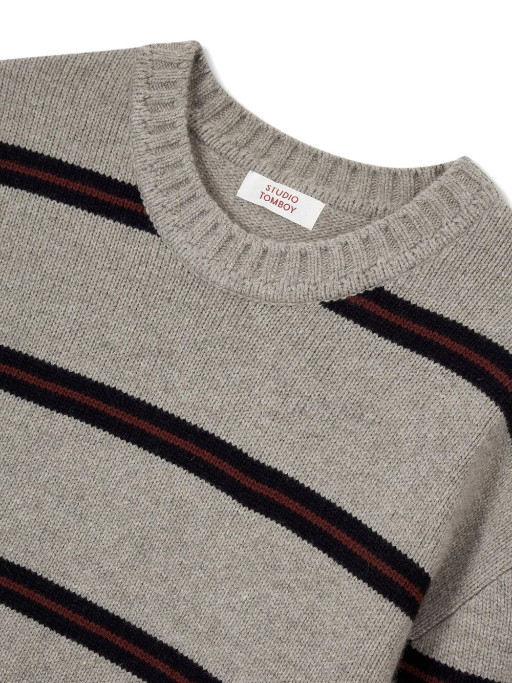 Studio Tomboy Striped Sweater In Grey