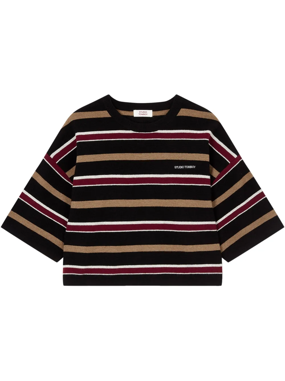 STUDIO TOMBOY ストライプ Tシャツ | ブラック | Image 1