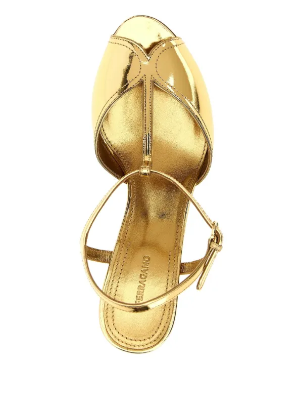 Ferragamo 70mm Ely Sandals | Gold | FARFETCH