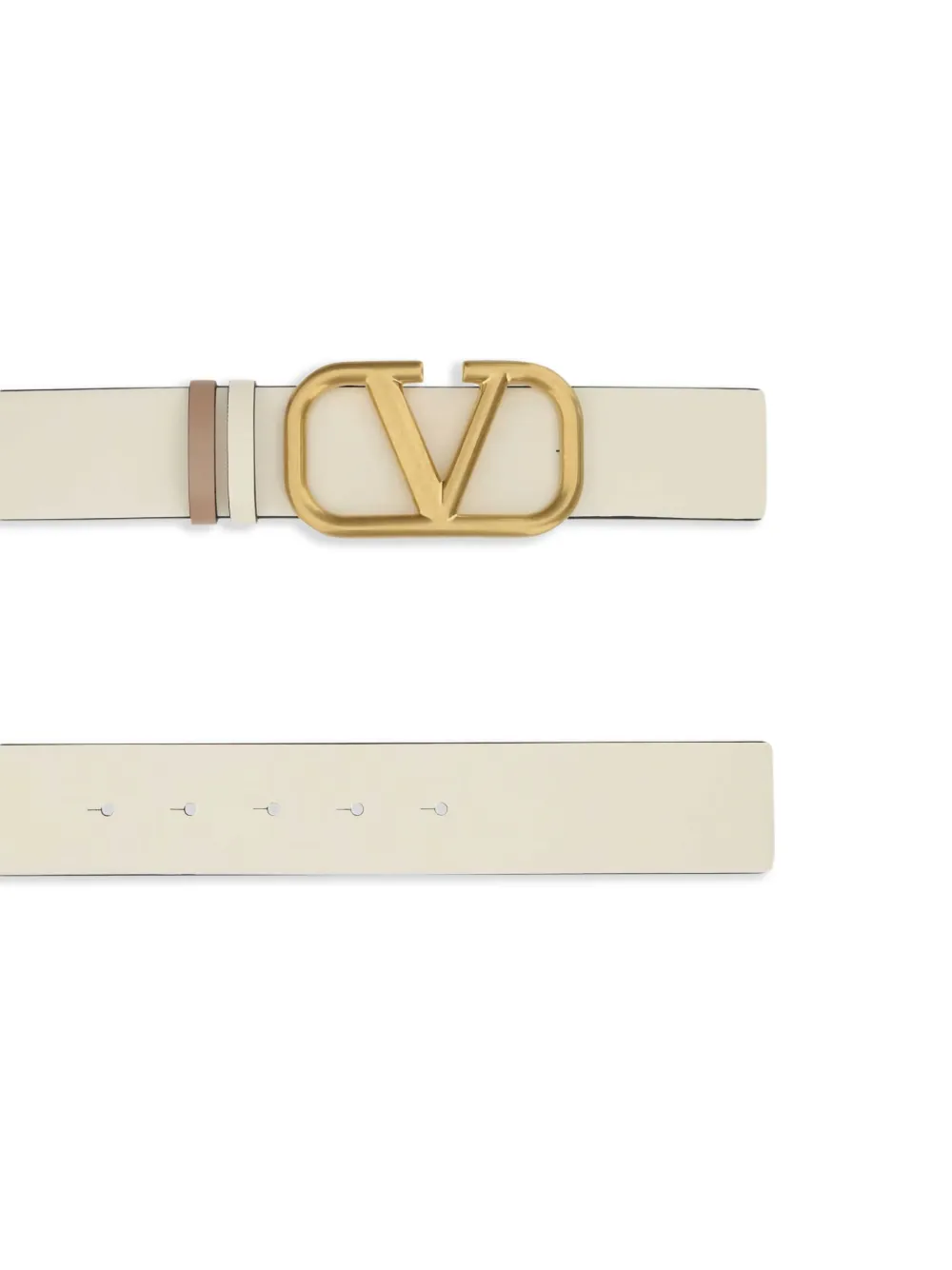 Valentino Garavani leather VLogo reversible belt - Wit