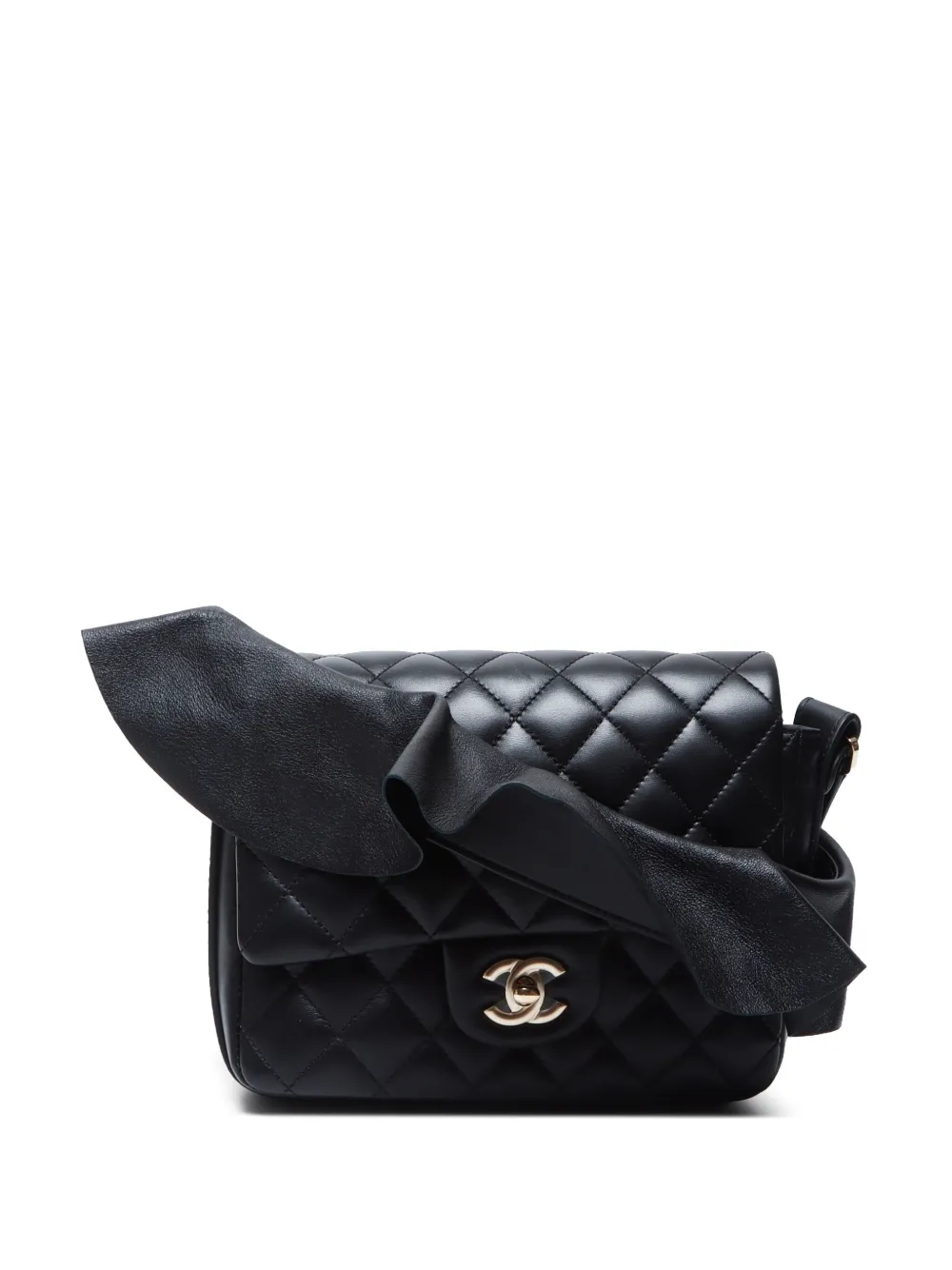 CHANEL Pre-Owned 2021 フリル マテラッセ ショルダーバッグ - ブラック CHANEL Pre-Owned 2021 フリル マテラッセ ショルダーバッグ - ブラック