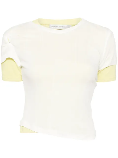 Christopher Esber sheer ribbed overlay loophole T-shirt