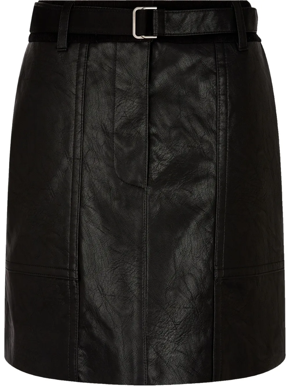 belted leather mini skirt