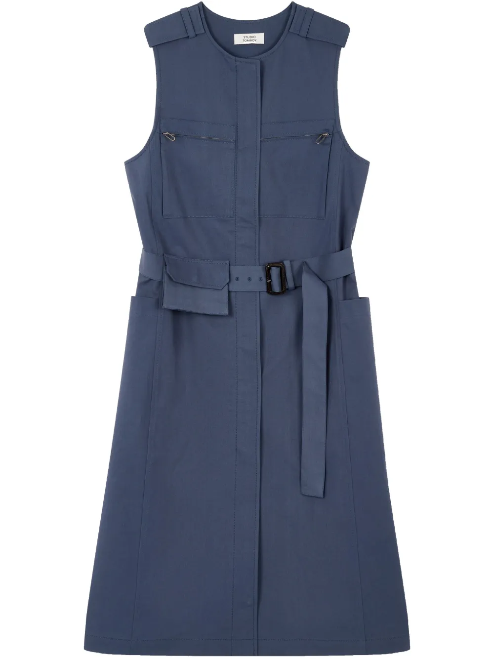 Studio Tomboy Layered Sleeveless Midi Dress In Blau