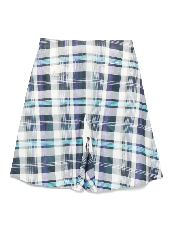 セール コムデギャルソン 異素材切り替えチェック柄ショートパンツ Comme Des Garçons Shirt チェック ショートパンツ | ホワイト