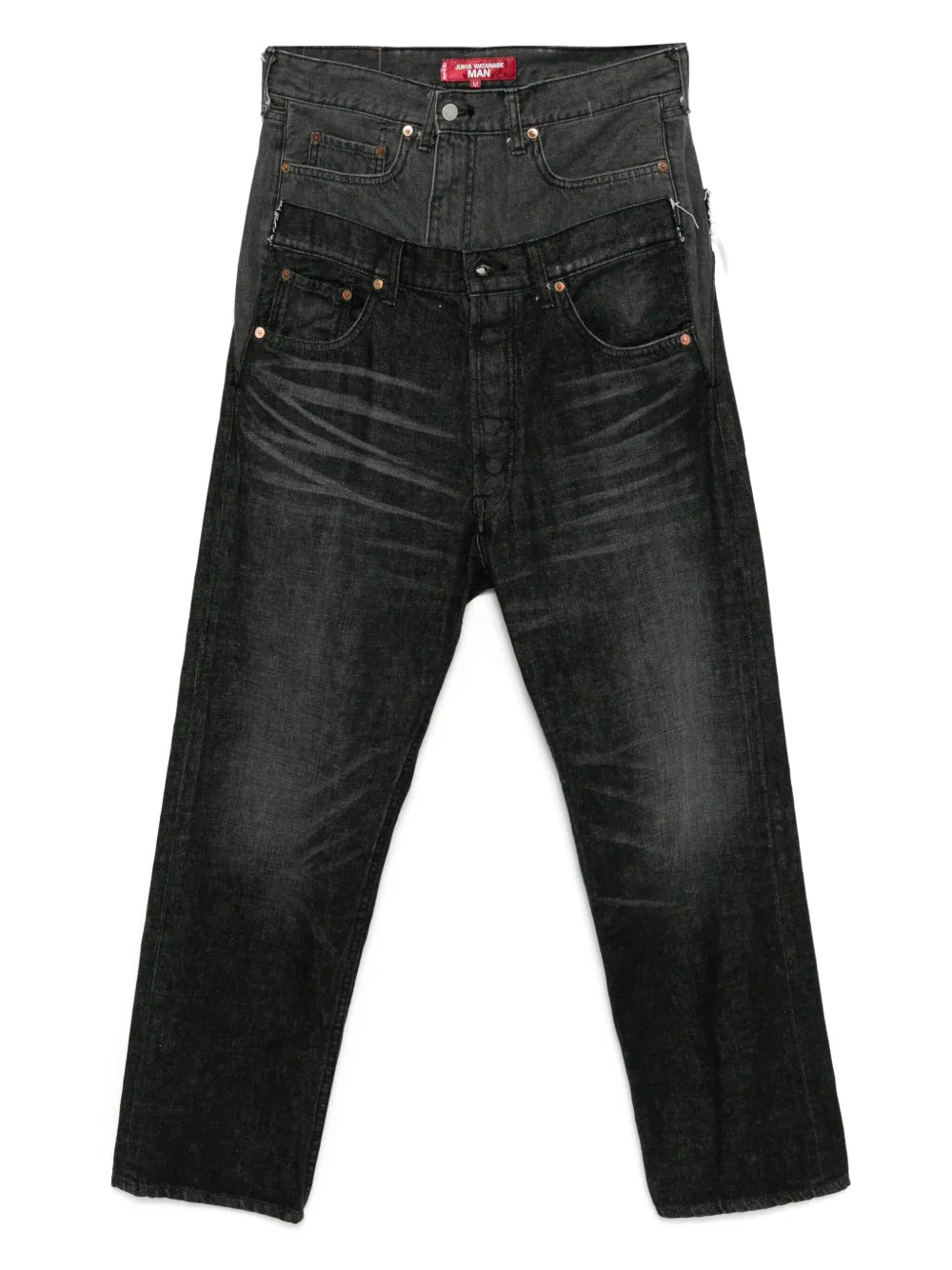 Junya Watanabe Jeans met patchwork en vlakken Zwart