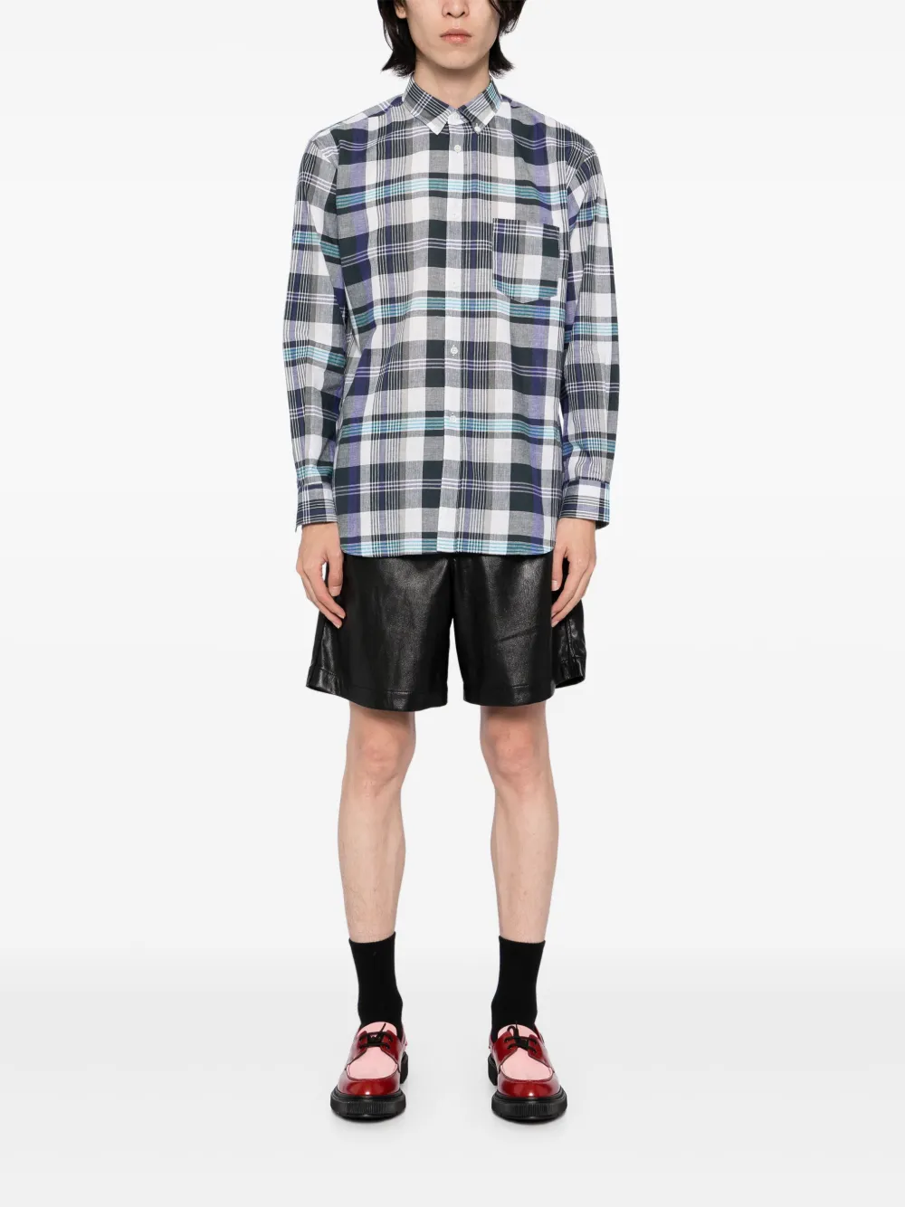Comme Des Garçons Shirt Getailleerd overhemd met tartan ruit - Blauw