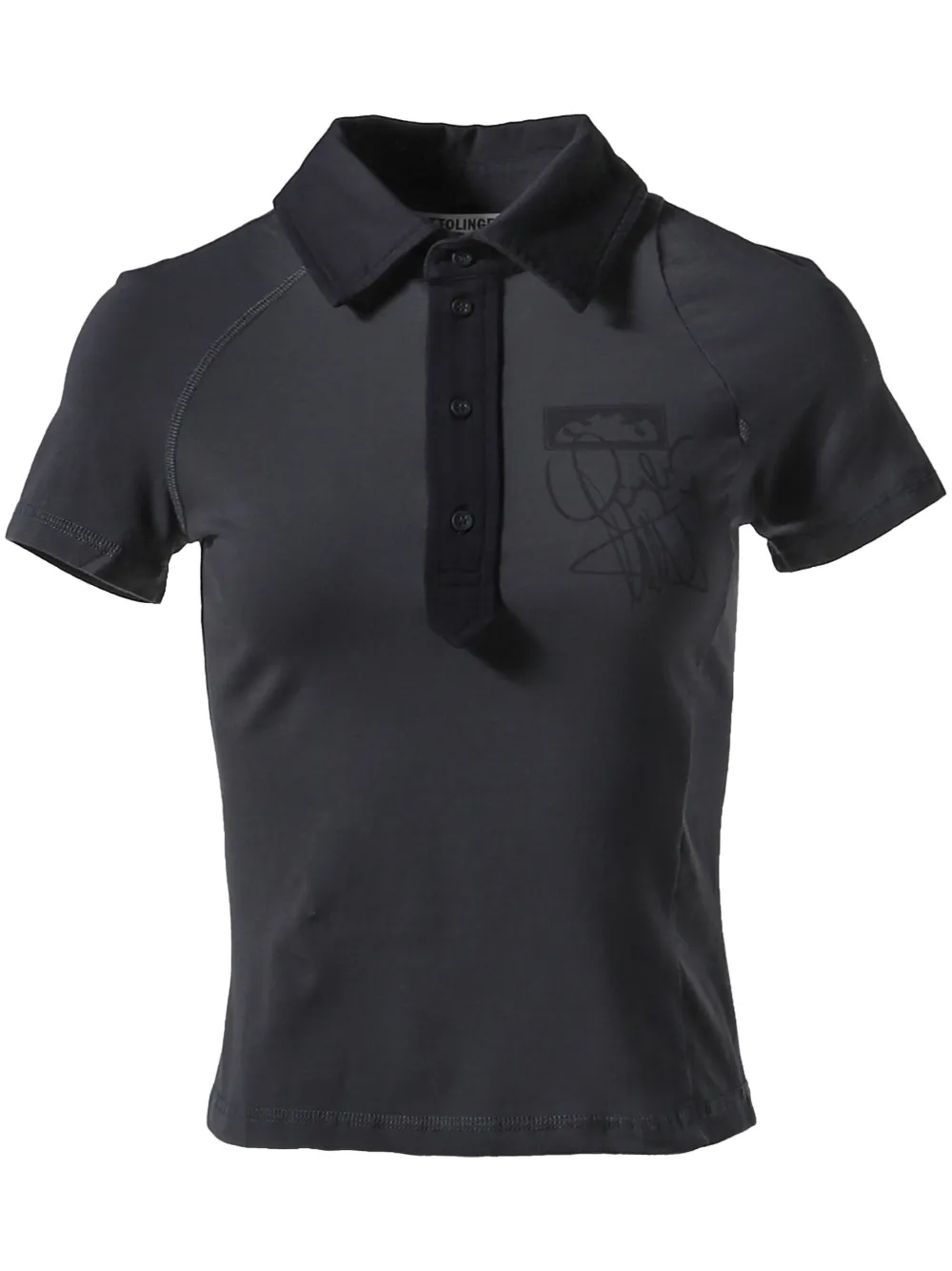 graphic-print polo top