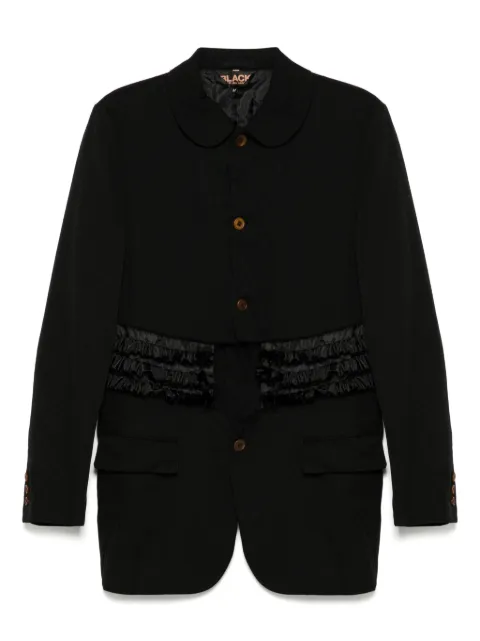Black Comme Des Garçons skjortejakke med flæser