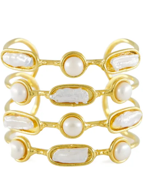 Sylvia Toledano pearl-inlay gold-plated cuff bracelet