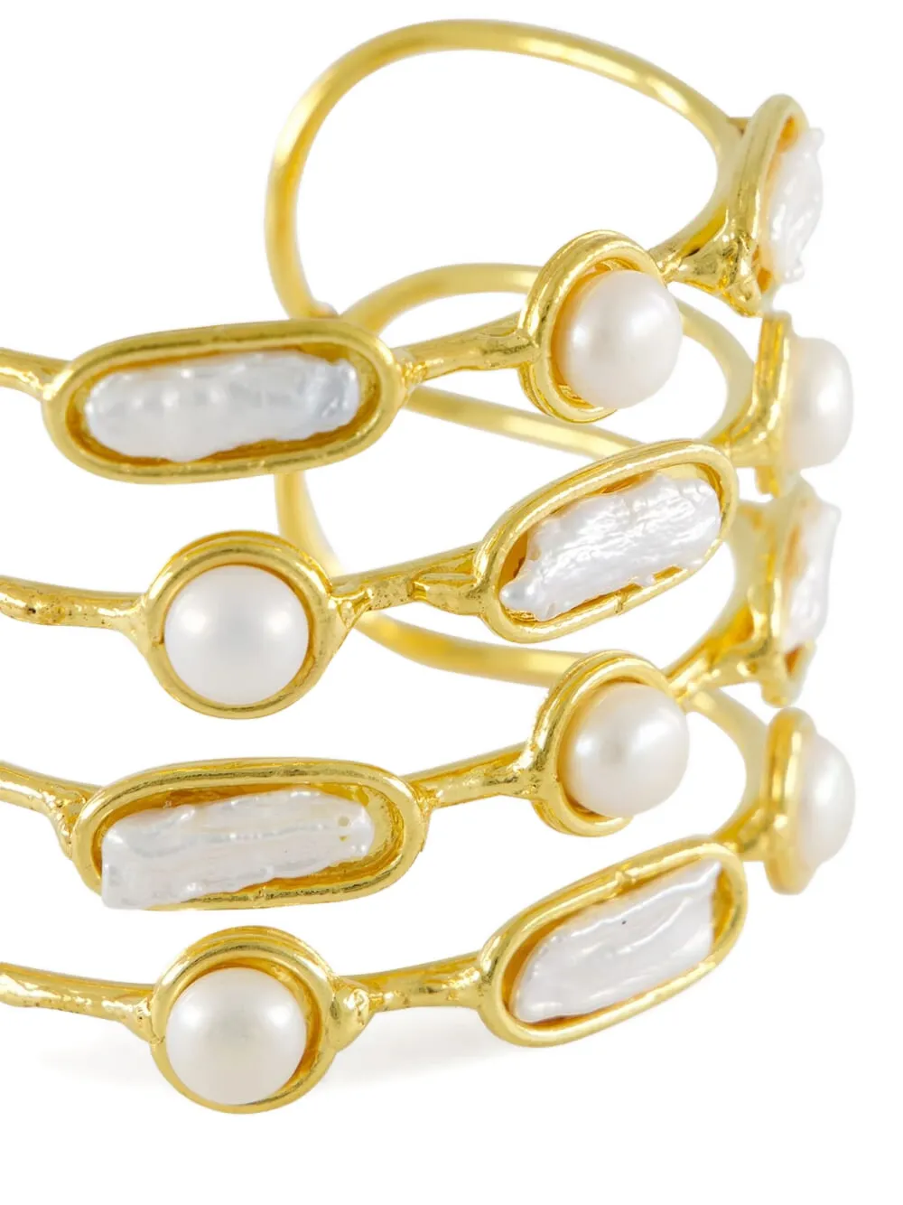 Sylvia Toledano Pearl-inlay Gold-plated Cuff Bracelet In Gold