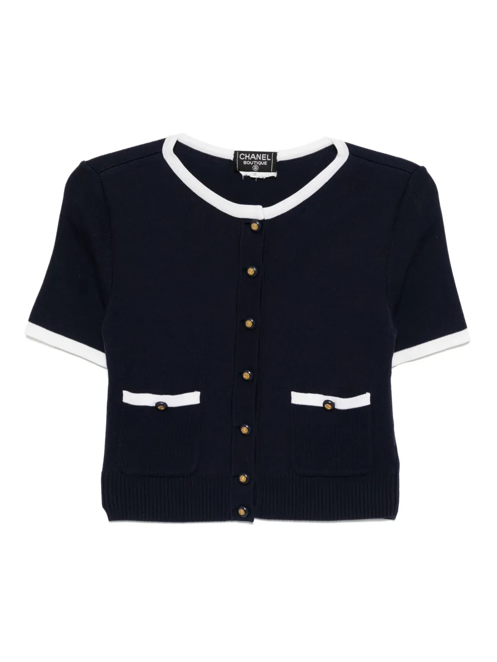 CHANEL Pre-Owned 1990-2000s short-sleeved cardigan - ブルー CHANEL Pre-Owned 1990-2000s short-sleeved cardigan - ブルー