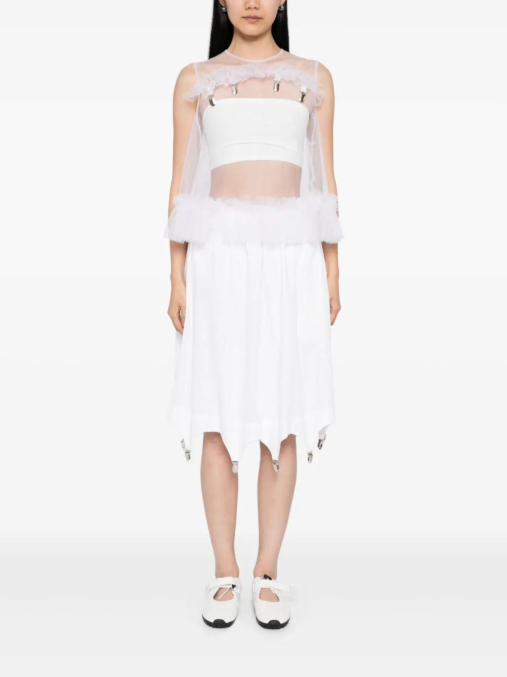 noir kei ninomiya ひざ丈スカート 白 2019325E0048 Noir Kei Ninomiya スカート | ホワイト | FARFETCH JP
