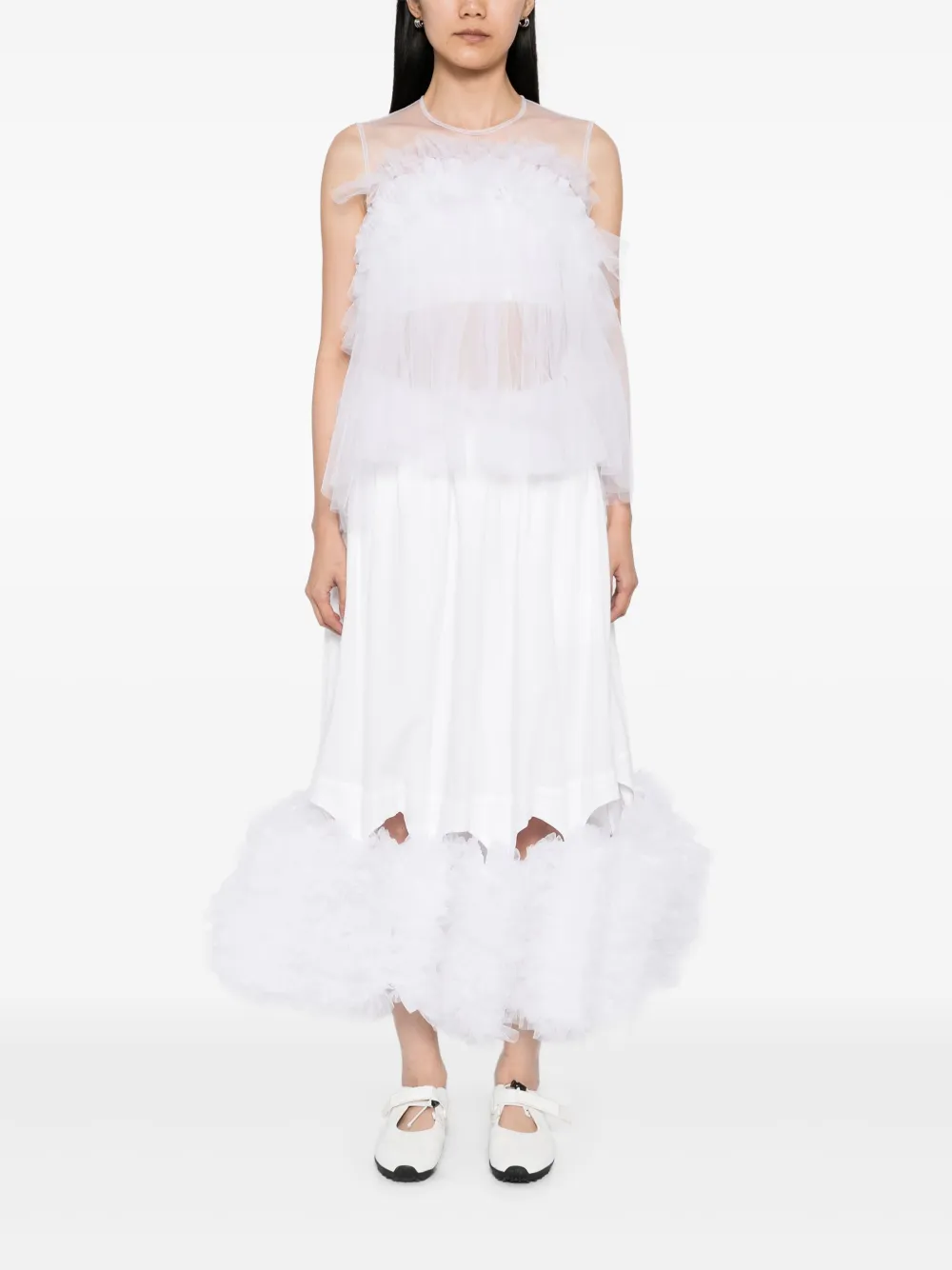 Noir Kei Ninomiya Katoenen midi-rok - Wit