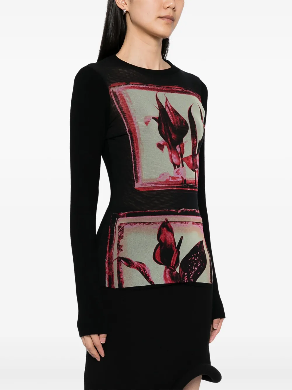 Jean Paul Gaultier Trui met bloemenprint Zwart