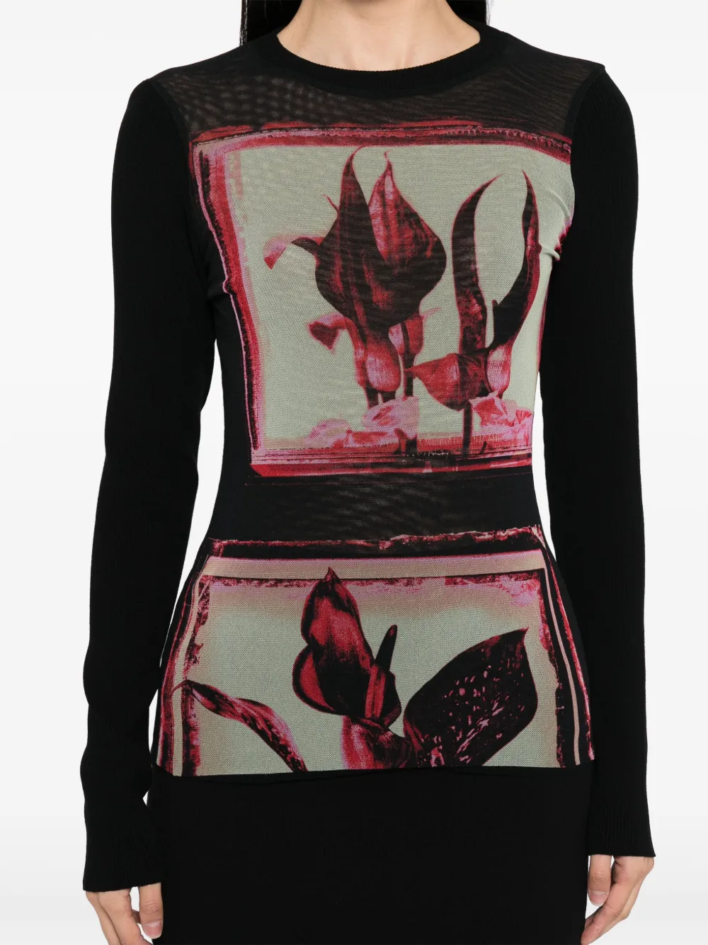 Jean Paul Gaultier Trui met bloemenprint Zwart
