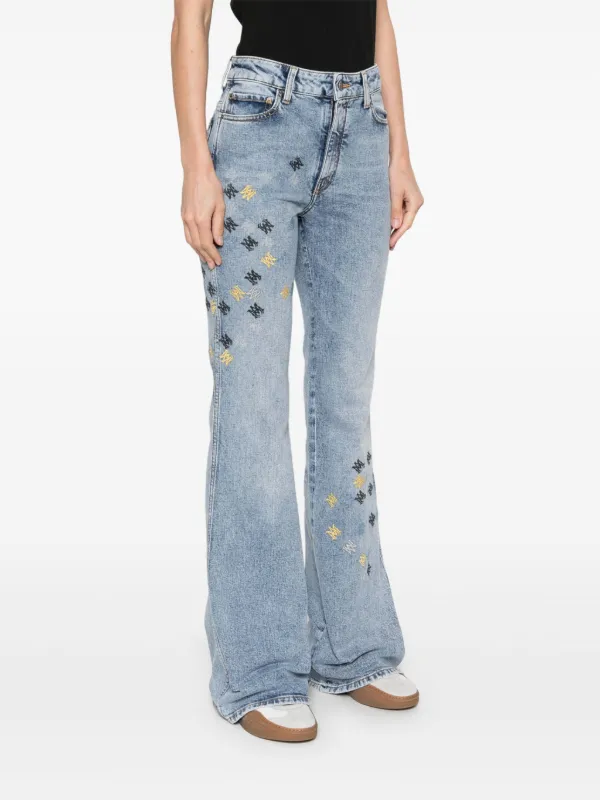 AMIRI ブルー MA Quad ロゴ刺繍 フレアジーンズ Ma Quad embroidered flared jeans in blue - Amiri | Mytheresa