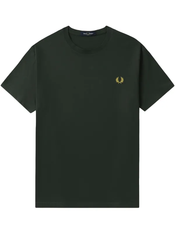 ★FRED PERRY★ Sport Crewneck T-Shirt Coat Green AFPM2511600 Ribbed Jersey T-Shirt - Bay Leaf | Men's T-Shirts | Designer