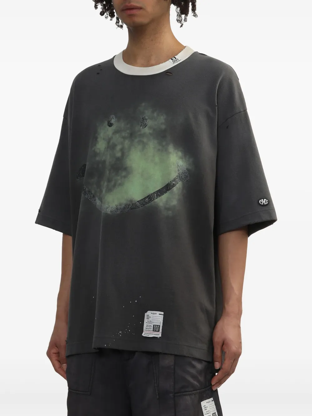 Maison MIHARA YASUHIRO T-shirt met gerafeld effect - Zwart