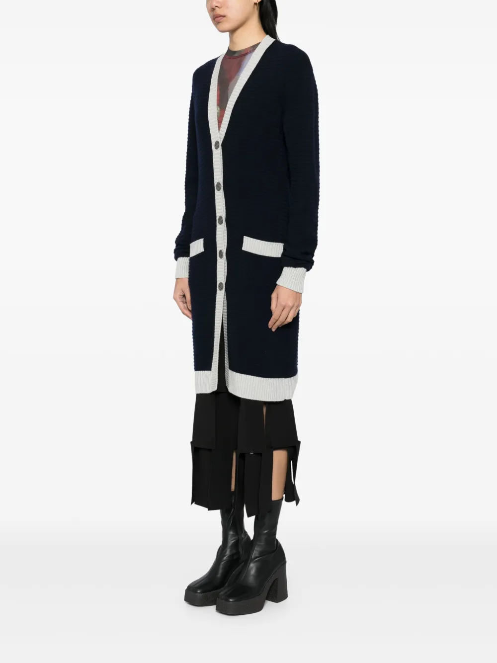 Pre-owned Chanel 2008 V-neck Coat In Blue