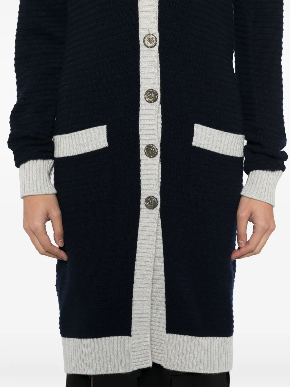 Pre-owned Chanel 2008 V-neck Coat In Blue